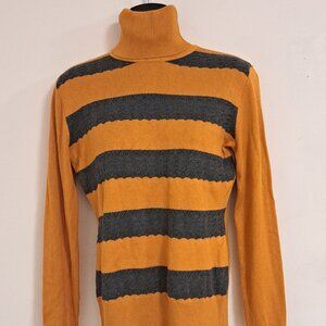 Allison + Zoe Tan and Grey Striped Turtleneck Misses Size Petite Small